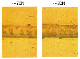 Comparison of scratch marks Scratch marks of TiN
